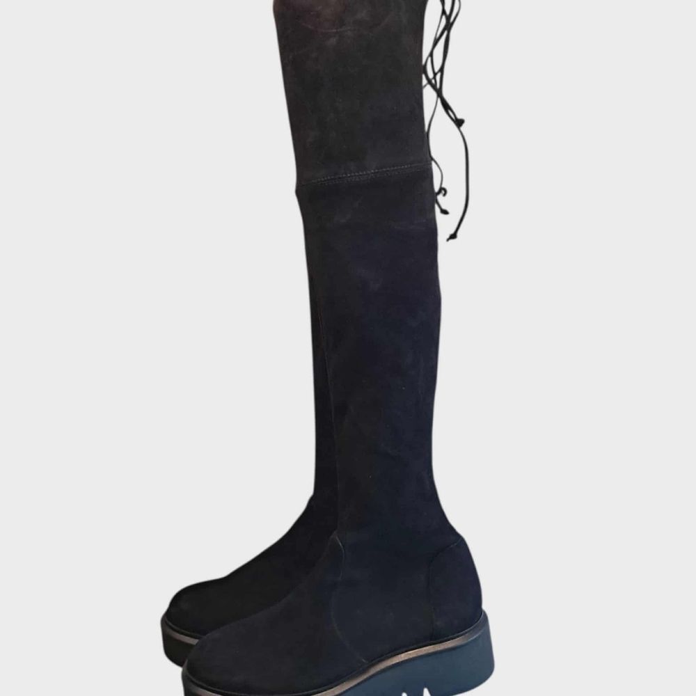Stuart Weitzman NWOB Chalet Lug City Suede Over The Knee Boot Black Size 7 B - Picture 4 of 9